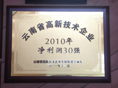 2011年，云南省高新技術(shù)企業(yè)2010年凈利潤(rùn)30強(qiáng).jpg