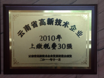 2011年，云南省高新技術(shù)企業(yè)2010年上稅繳費30強.jpg